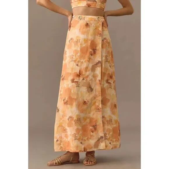Anthropologie Significant Other Lois Skirt Orange Motif Size 2 NWT - Picture 1 of 7